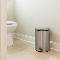 Flash Furniture PF-H008A12-M-GG Stainless Steel Fingerprint Resistant Soft Close, Step Trash Can - 12L (3.2 Gallons)